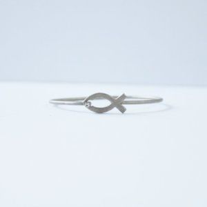 Christian fish silver tone metal bracelet
